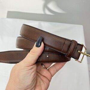 Handcrafted In America Genuine Leather Brown Belt With Solid Brass Buckle 40‎